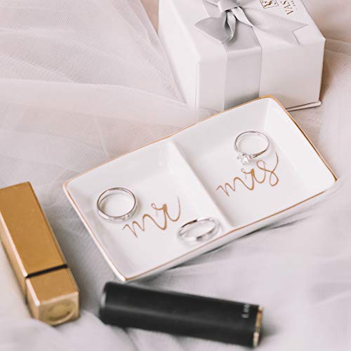 Gold Mr & Mrs Jewelry Tray for Weddings