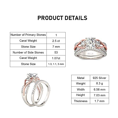 Jeulia Two Tone Rose Gold Engagement Ring Set