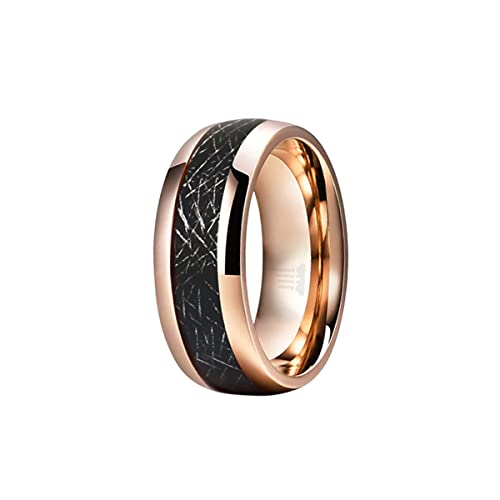 18K Rose Gold Meteorite Men's Wedding Band