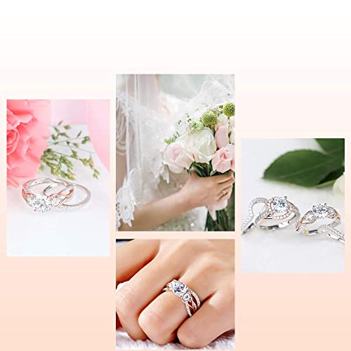 Jeulia Two Tone Rose Gold Engagement Ring Set
