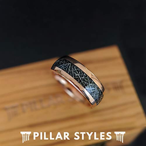 18K Rose Gold Meteorite Men's Wedding Band
