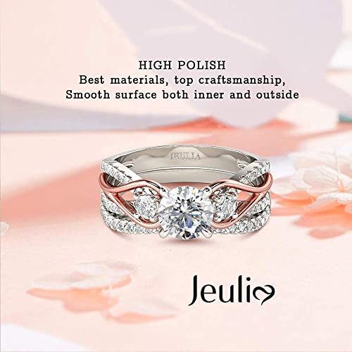 Jeulia Two Tone Rose Gold Engagement Ring Set