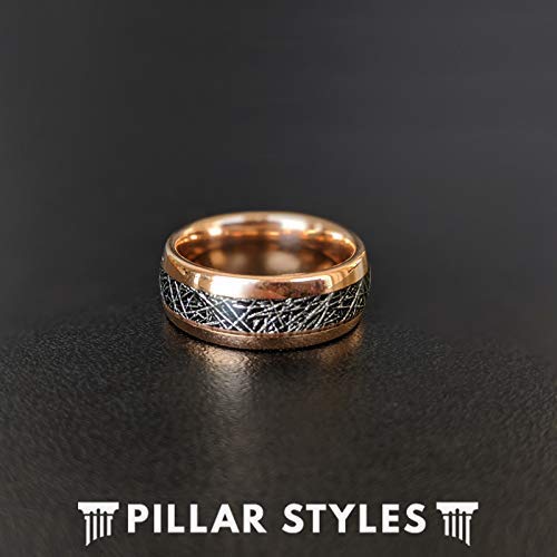 18K Rose Gold Meteorite Men's Wedding Band