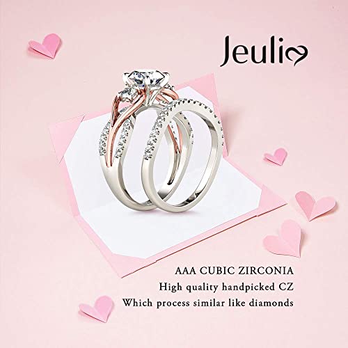 Jeulia Two Tone Rose Gold Engagement Ring Set