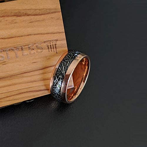 18K Rose Gold Meteorite Men's Wedding Band