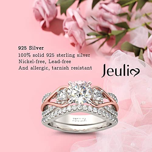 Jeulia Two Tone Rose Gold Engagement Ring Set