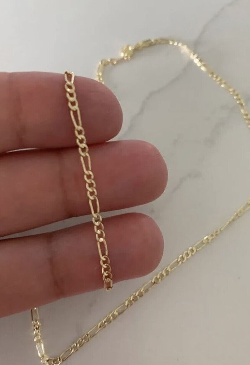 14K Figaro Chain Necklace - Italian Made