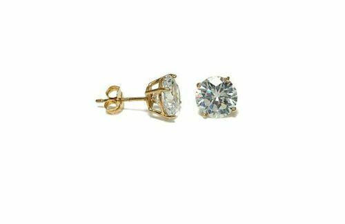 Clear CZ Stud Earrings in Solid 14kt Gold