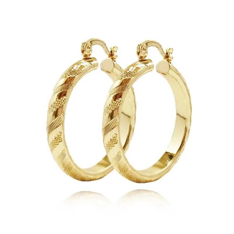 18k Layered Gold Round Hoop Earrings