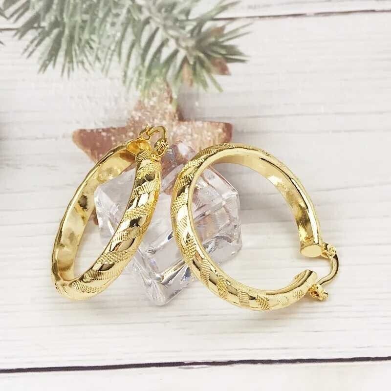 18k Layered Gold Round Hoop Earrings