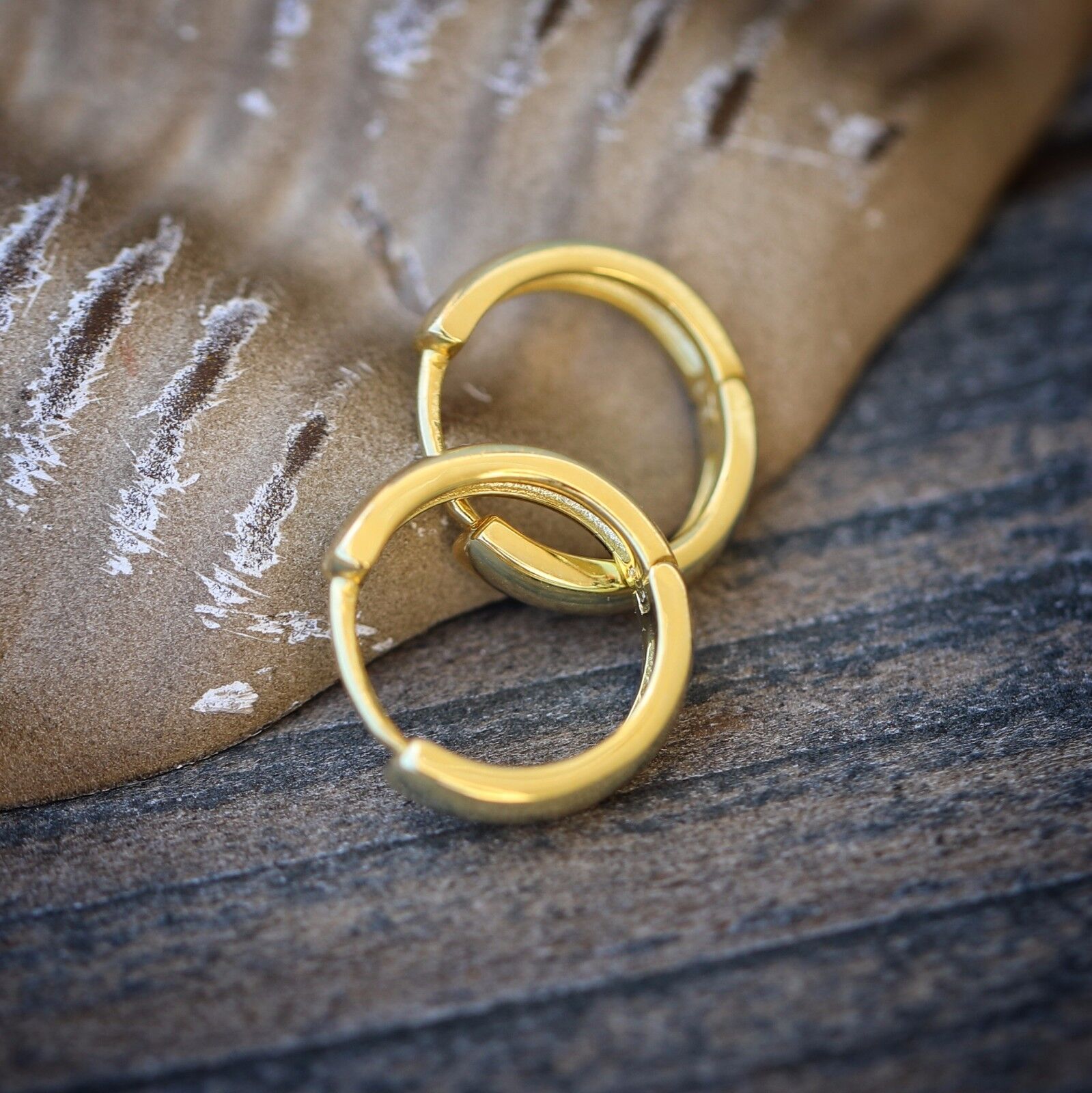 Gold Plated  Solid 10mm Sterling Silver Men's Women's Small Hoop Huggie Earrings