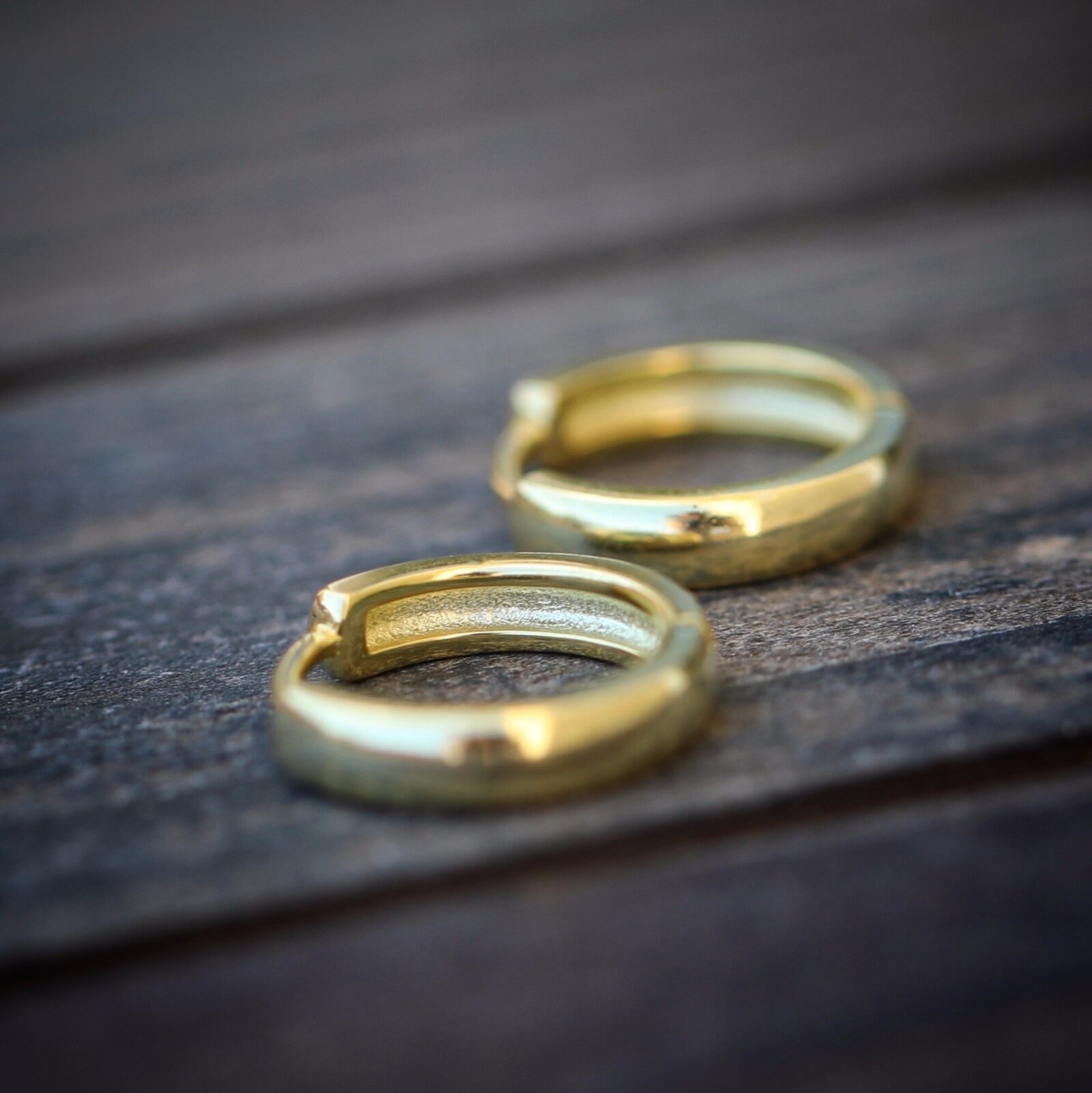 Gold Plated  Solid 10mm Sterling Silver Men's Women's Small Hoop Huggie Earrings