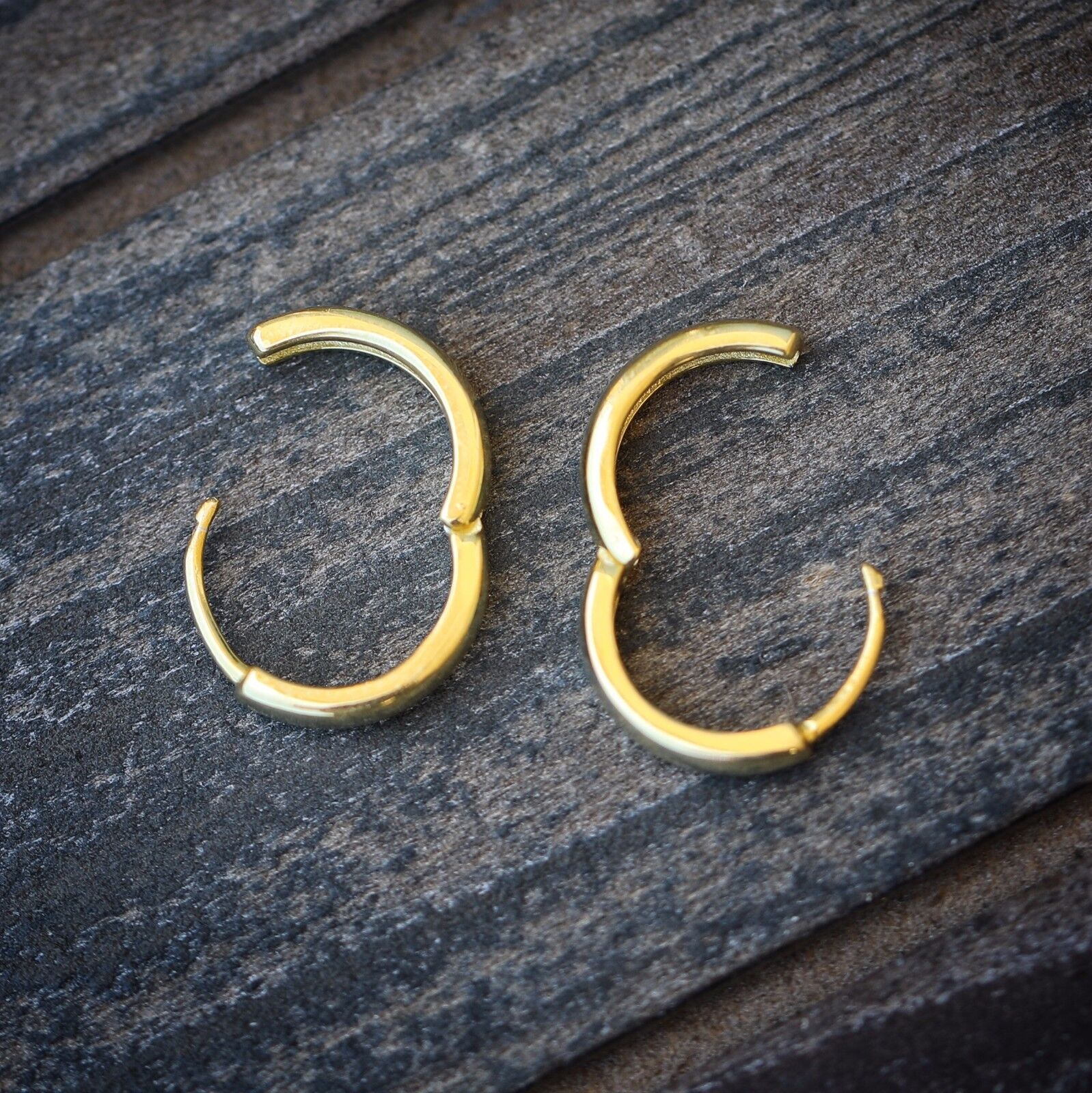 Gold Plated  Solid 10mm Sterling Silver Men's Women's Small Hoop Huggie Earrings