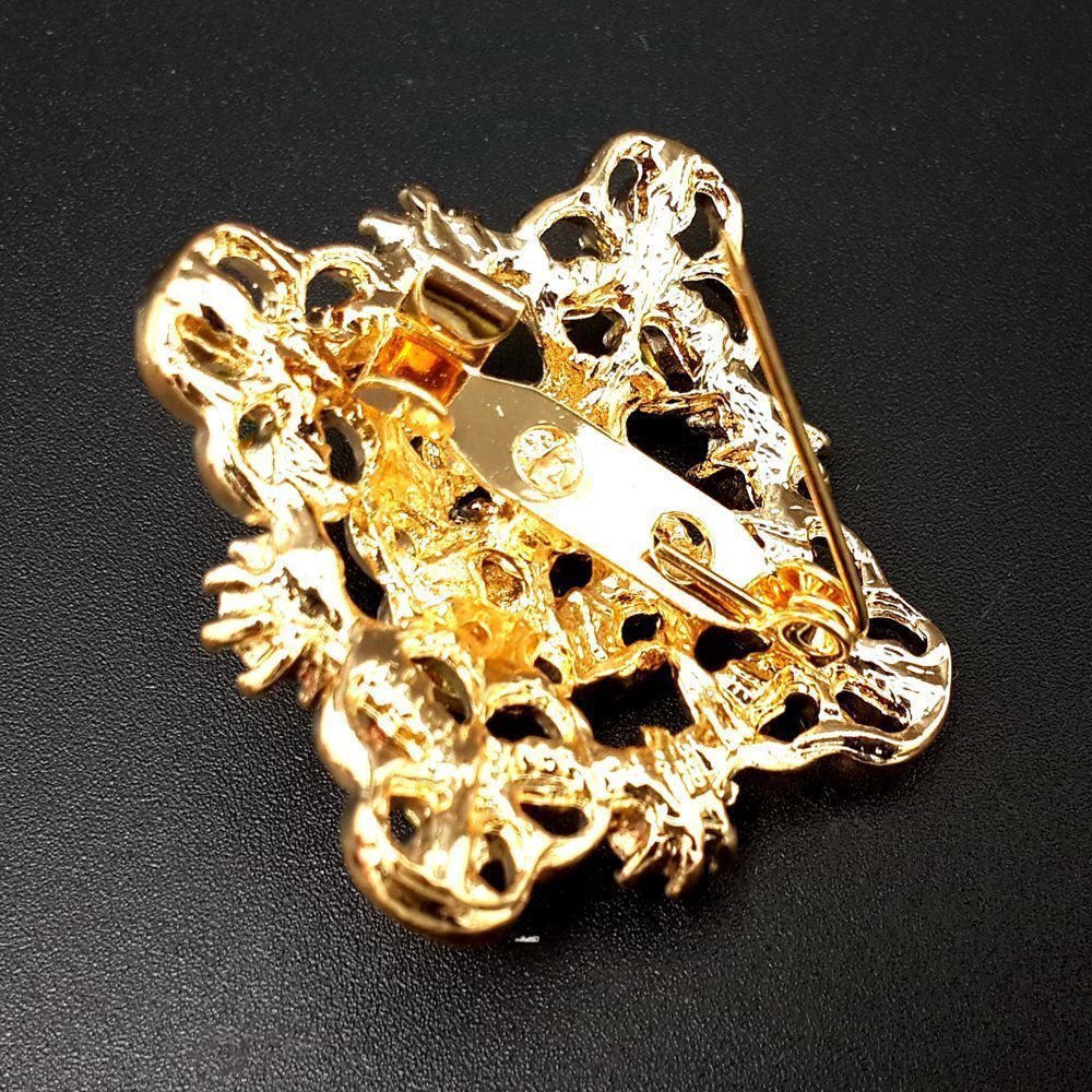 Lot 16 pc Mixed Vintage Style Golden Rhinestone Crystal Brooch Pin DIY Bouquet 