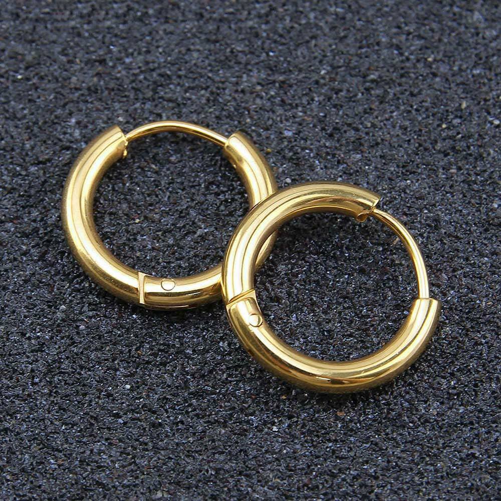 Gold Stainless Steel Men's Hoop Earrings