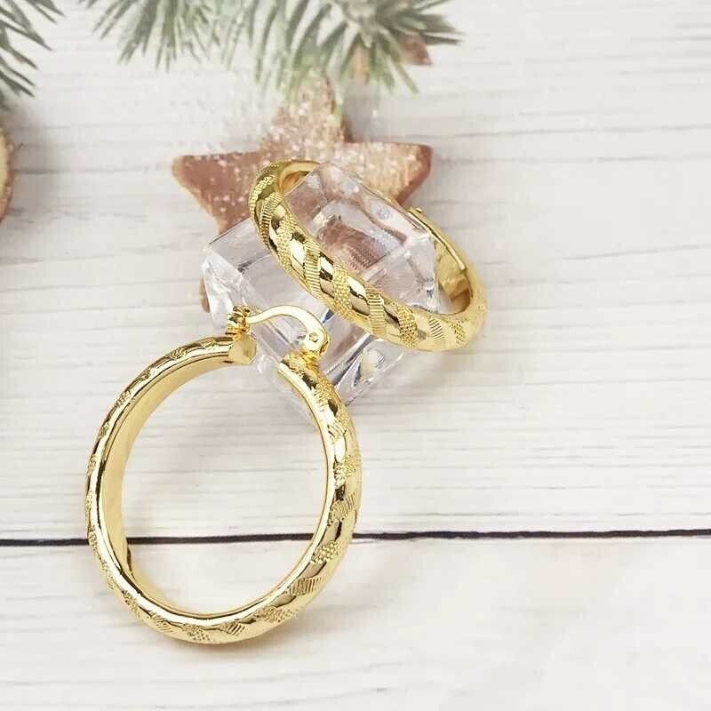 18k Layered Gold Round Hoop Earrings