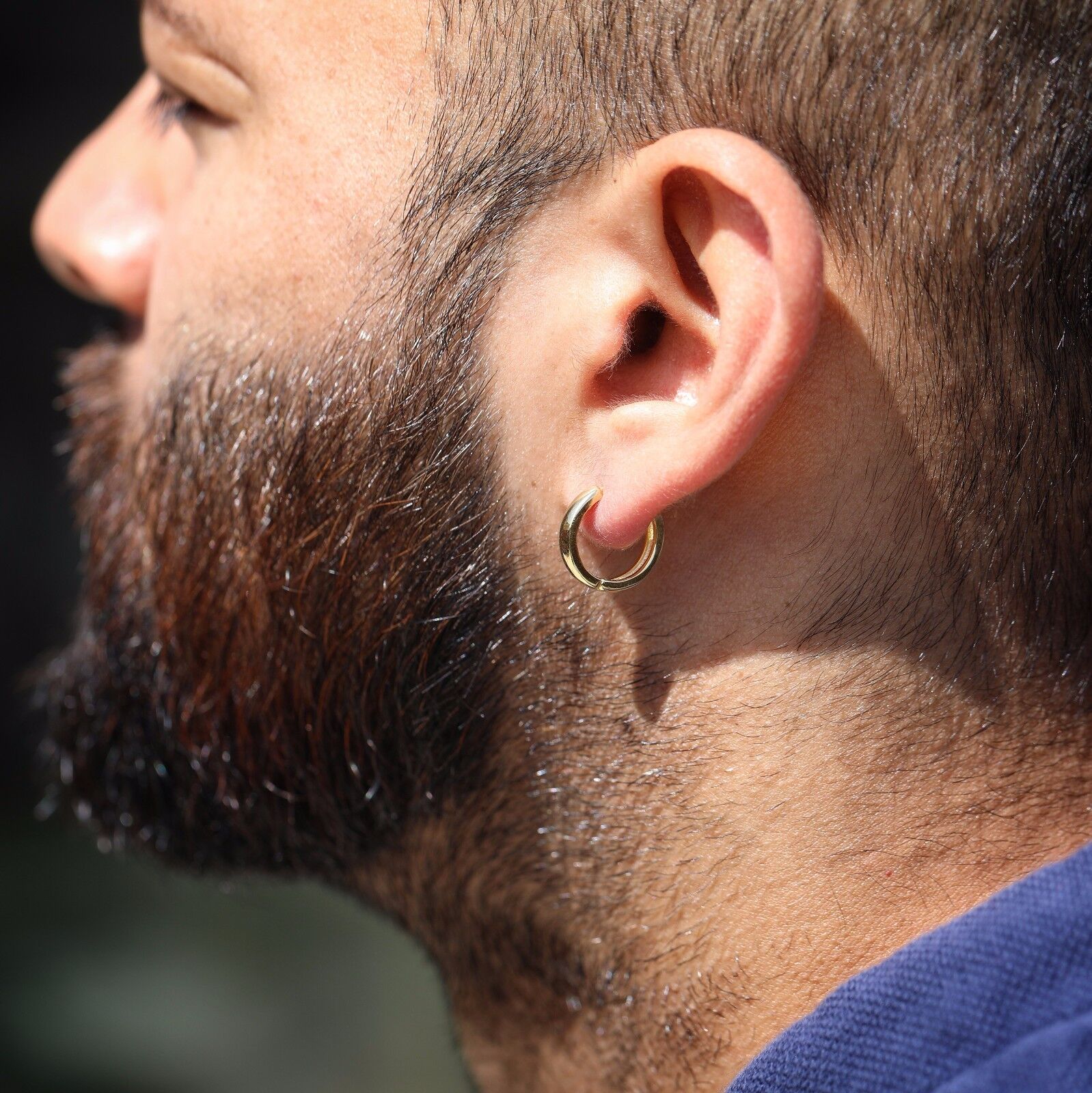 Gold Plated  Solid 10mm Sterling Silver Men's Women's Small Hoop Huggie Earrings