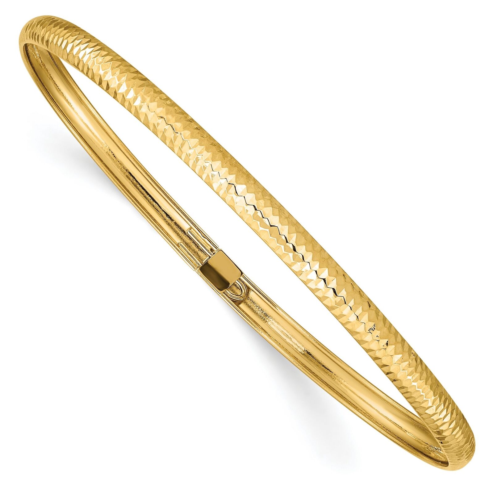 10k Yellow Gold Textured Flexible Bangle Bracelet