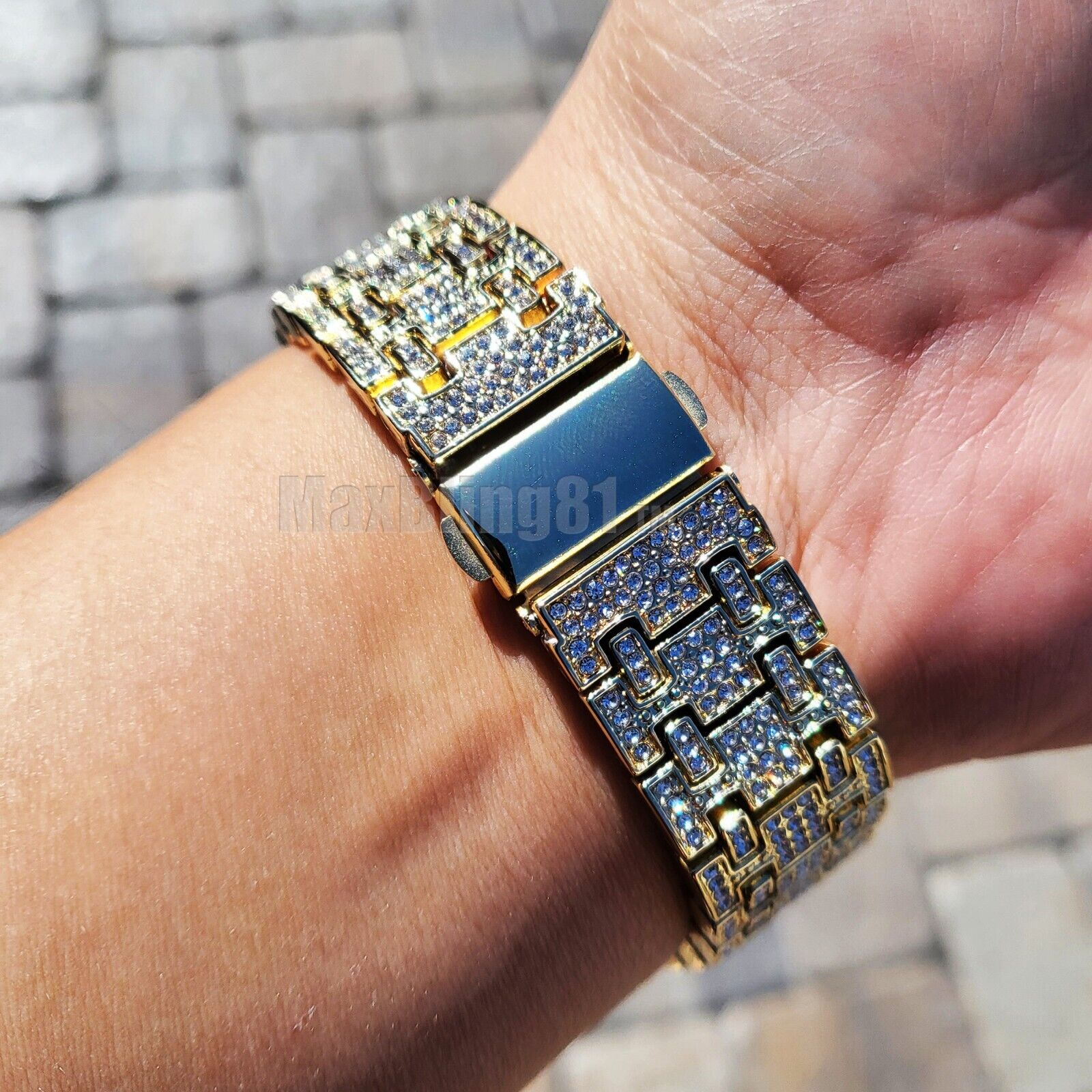 Gold Plated Arabic Diamond Watch for Men