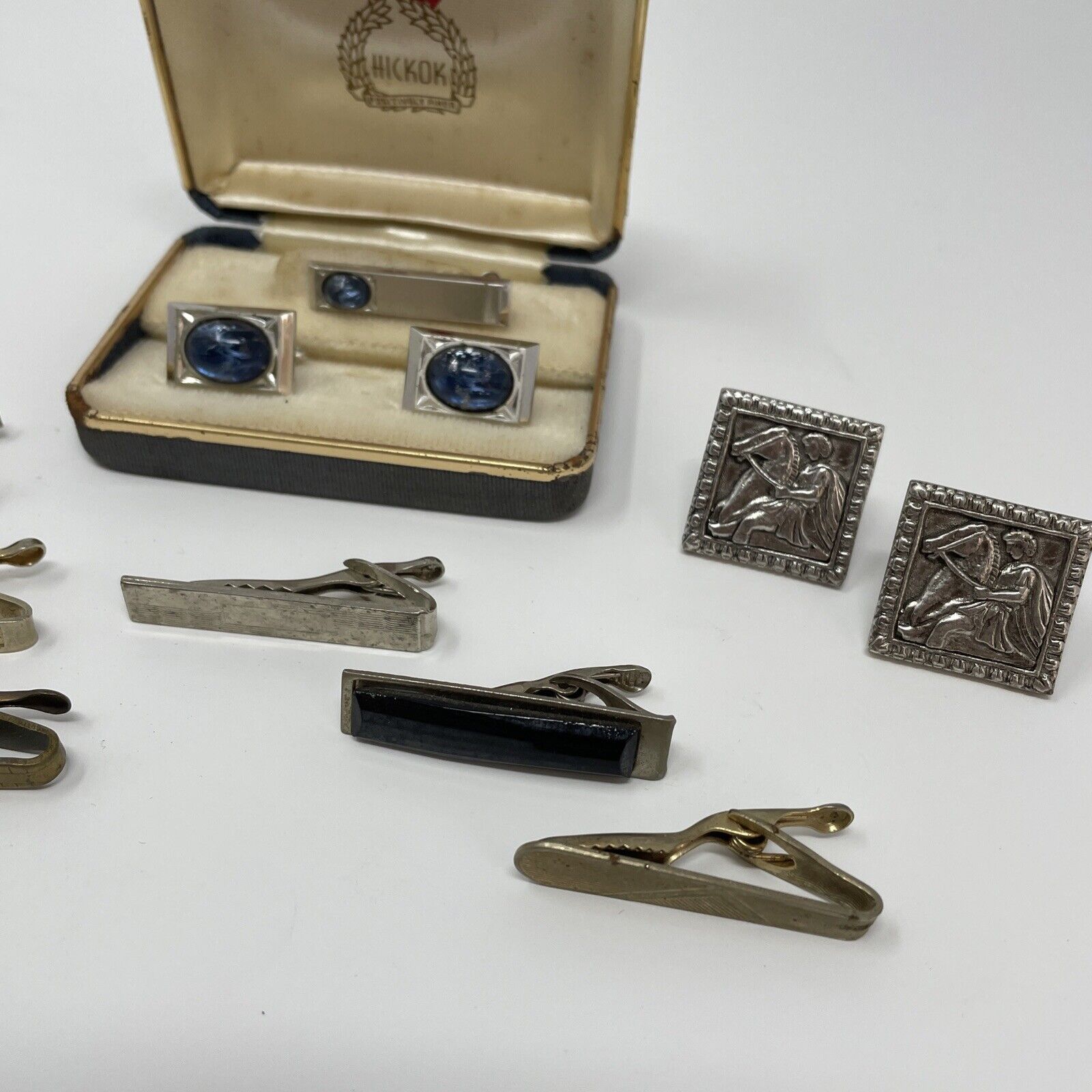 Lot Vintage Cufflinks and Tie Clips Gold and Silver Tone 11 PC