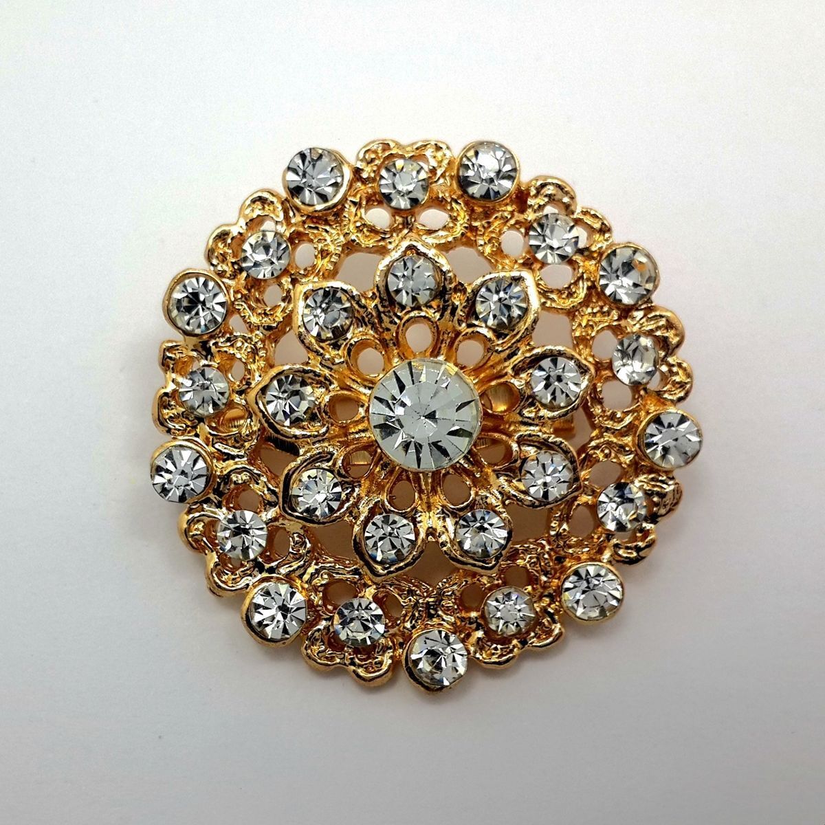 24pc lot Mixed Gold Silver Rhinestone Crystal Brooches Pins DIY Wedding Bouquet