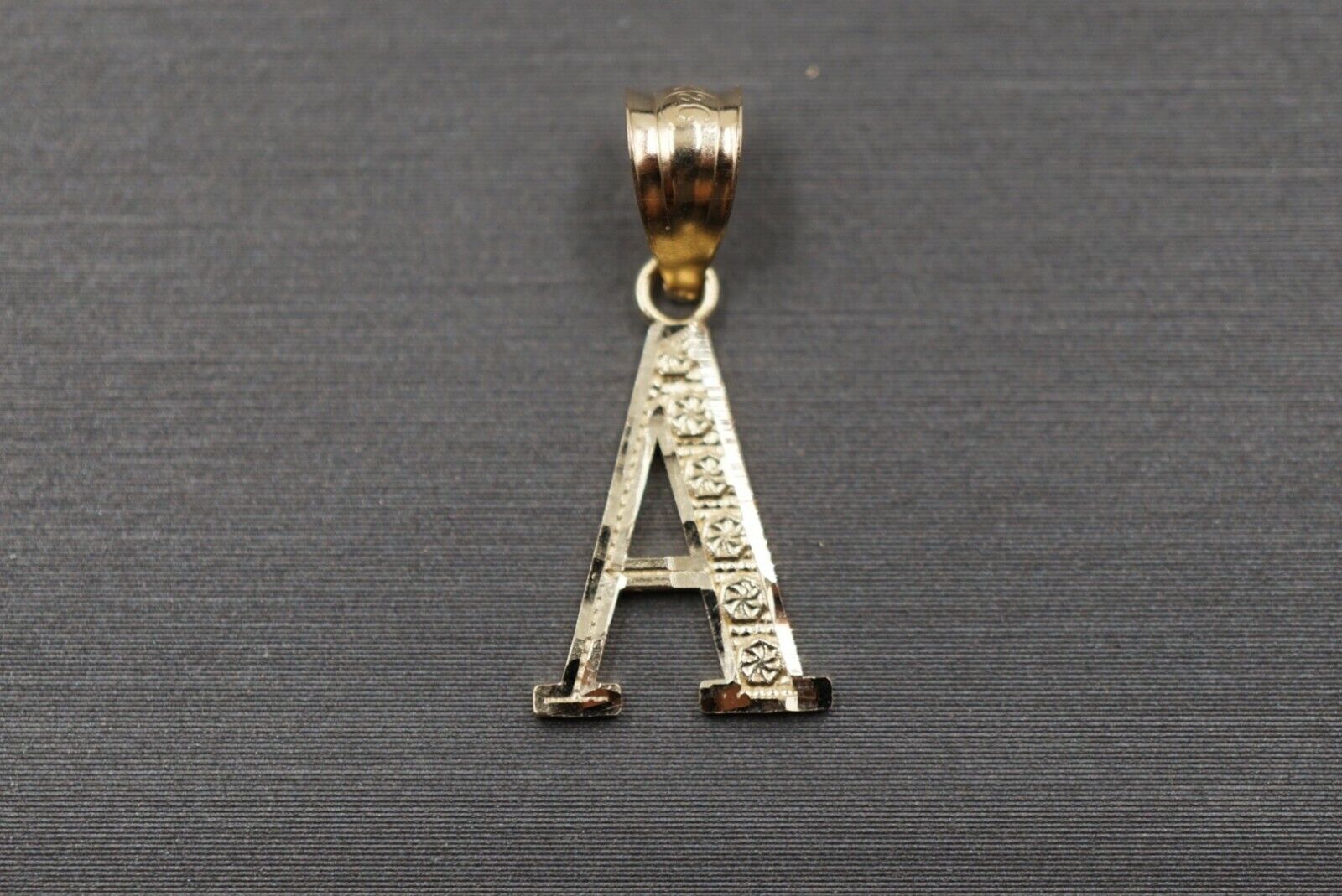 0.75" Diamond Cut Initial Gold Charm Pendant