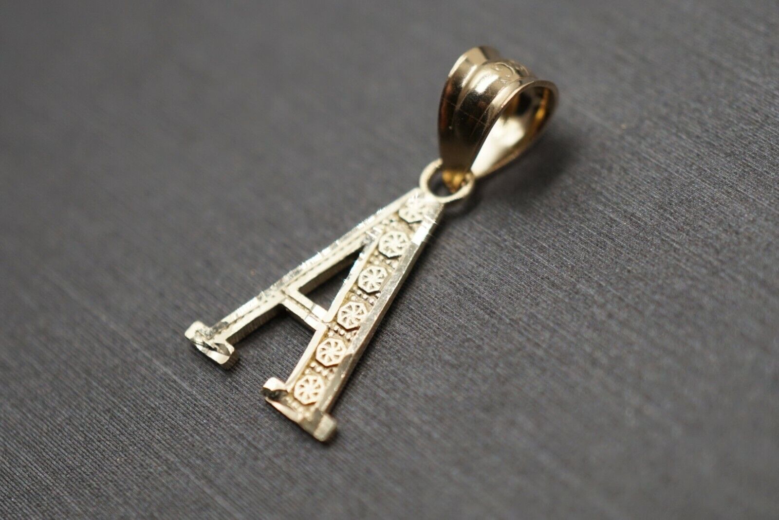 0.75" Diamond Cut Initial Gold Charm Pendant