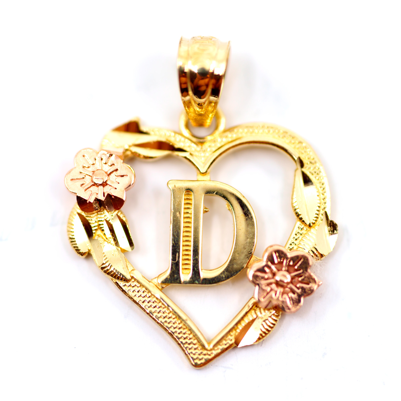 10K Solid Gold Alphabet Heart Pendant Necklace