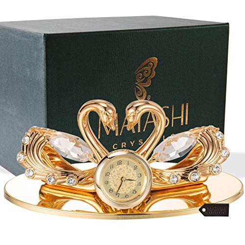 Matashi 24K Gold Plated Swan Clock Ornament