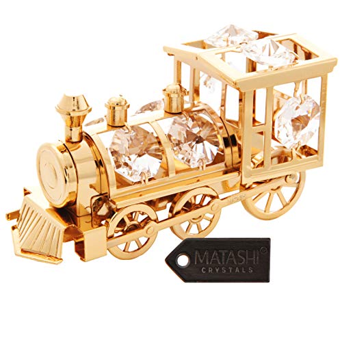 Matashi Crystal Train Ornament in 24k Gold