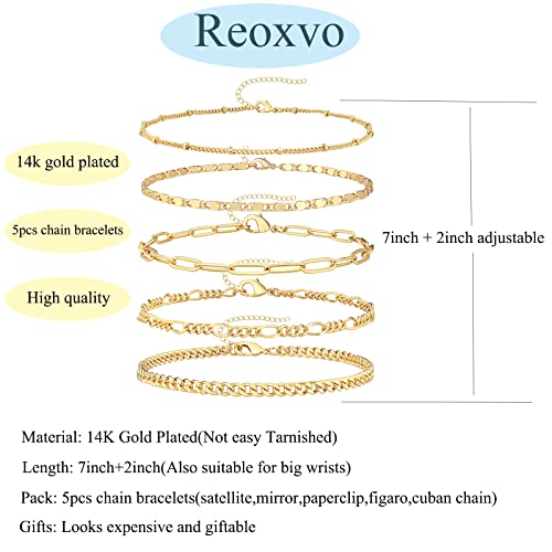 Dainty 14K Gold Bracelet Set for Women