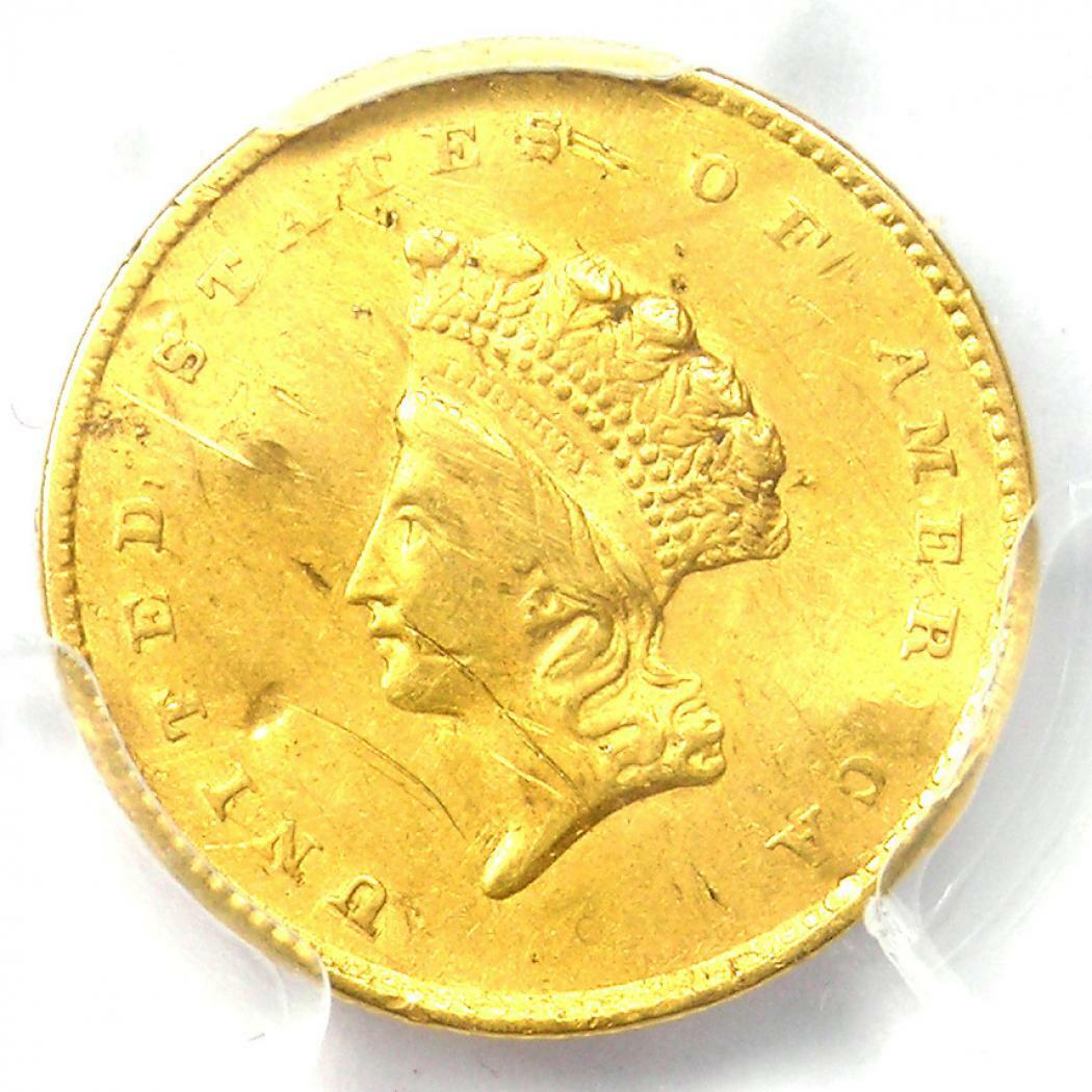 Rare Certified PCGS XF Details Indian Gold Dollar