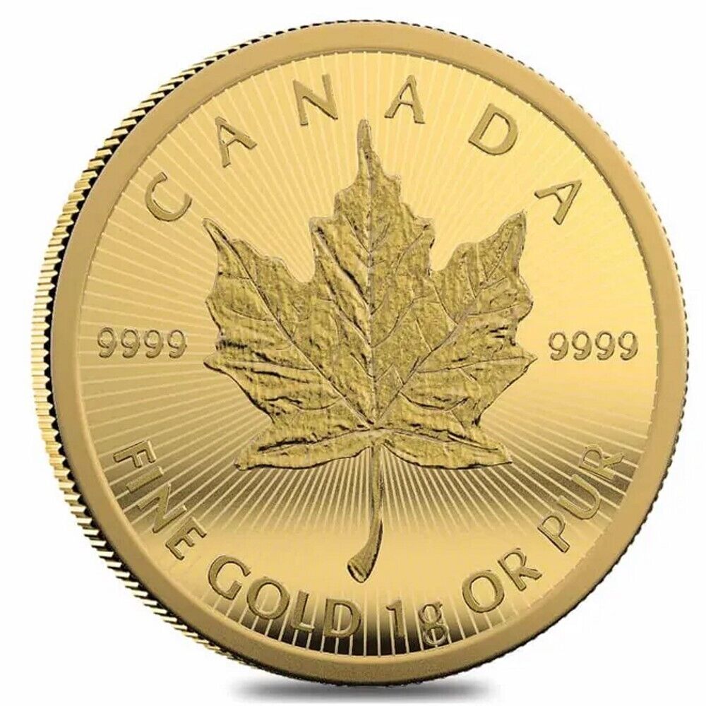 1 Gram Gold Maple Leaf Coin in Assay Card