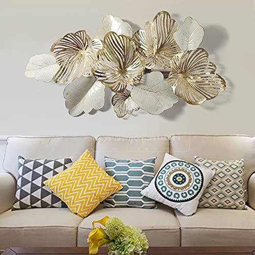 Gold Metal Wall Art Blooming Leaves Sculpture