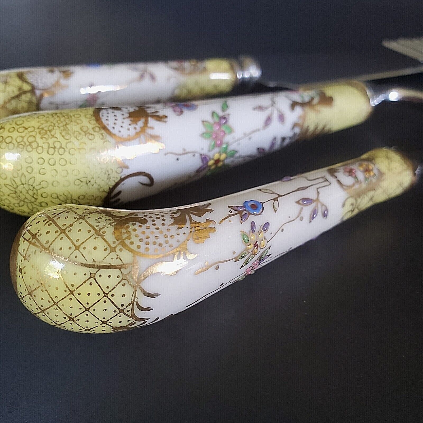 Hand-Painted Moriage Gold Utensils by W.A. Sheffield
