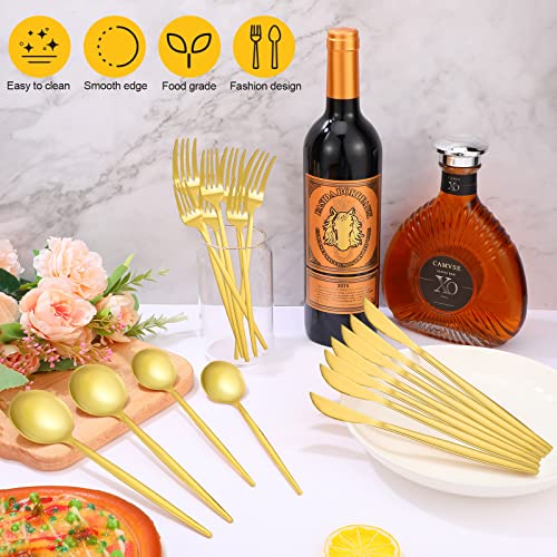 90-Piece Matte Golden Cutlery Set