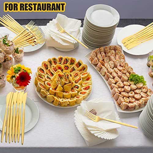 90-Piece Matte Golden Cutlery Set