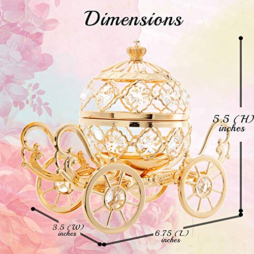 Crystal-studded 24K Gold Cinderella Pumpkin Coach Ornament