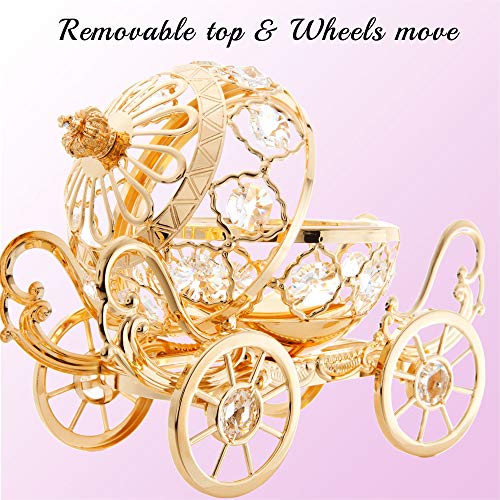 Crystal-studded 24K Gold Cinderella Pumpkin Coach Ornament