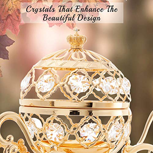Crystal-studded 24K Gold Cinderella Pumpkin Coach Ornament