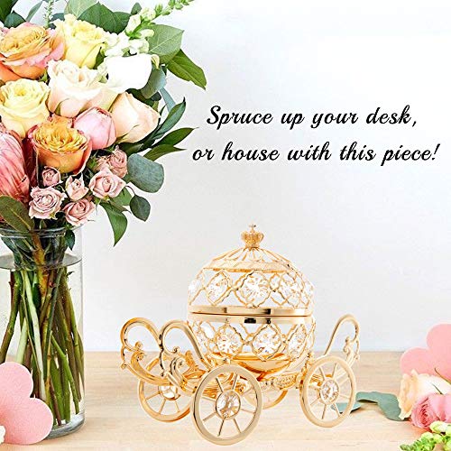 Crystal-studded 24K Gold Cinderella Pumpkin Coach Ornament