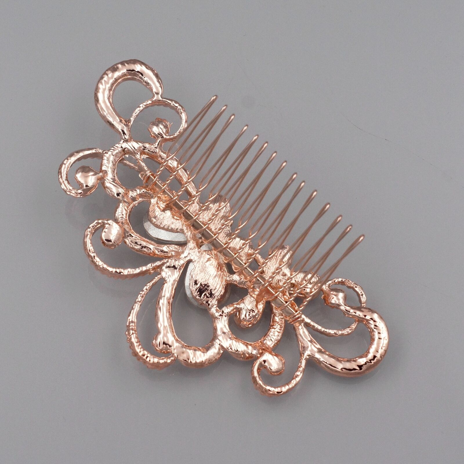Bridal Hair Comb Pearl ROSE GOLD Crystal Headpiece Wedding Accessories Pin 06509