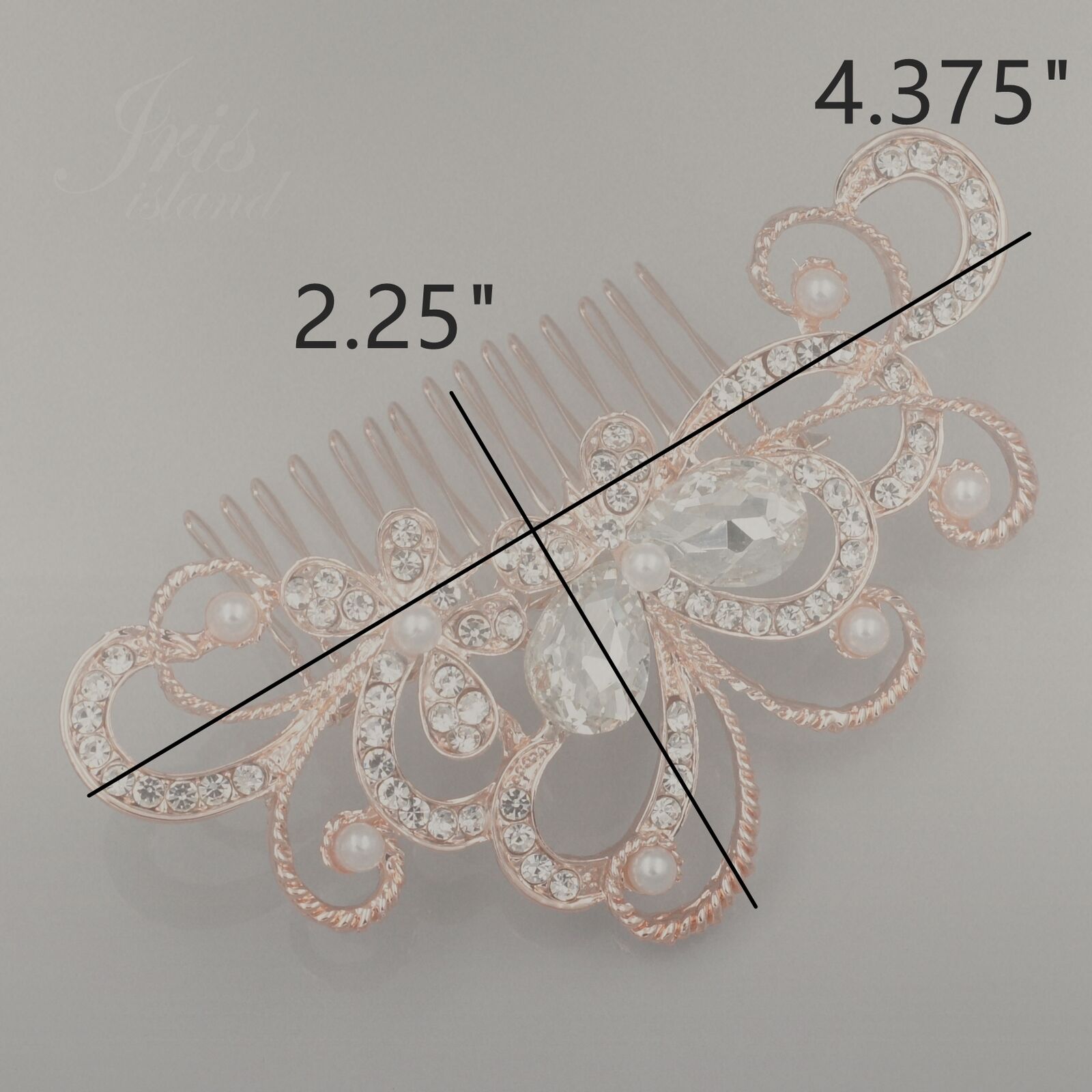 Bridal Hair Comb Pearl ROSE GOLD Crystal Headpiece Wedding Accessories Pin 06509