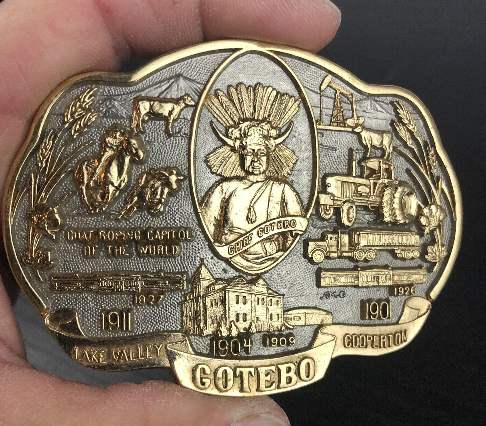 Gotebo Oklahoma 24ct Gold Plated Brass Belt Buckle Limited Edition #213