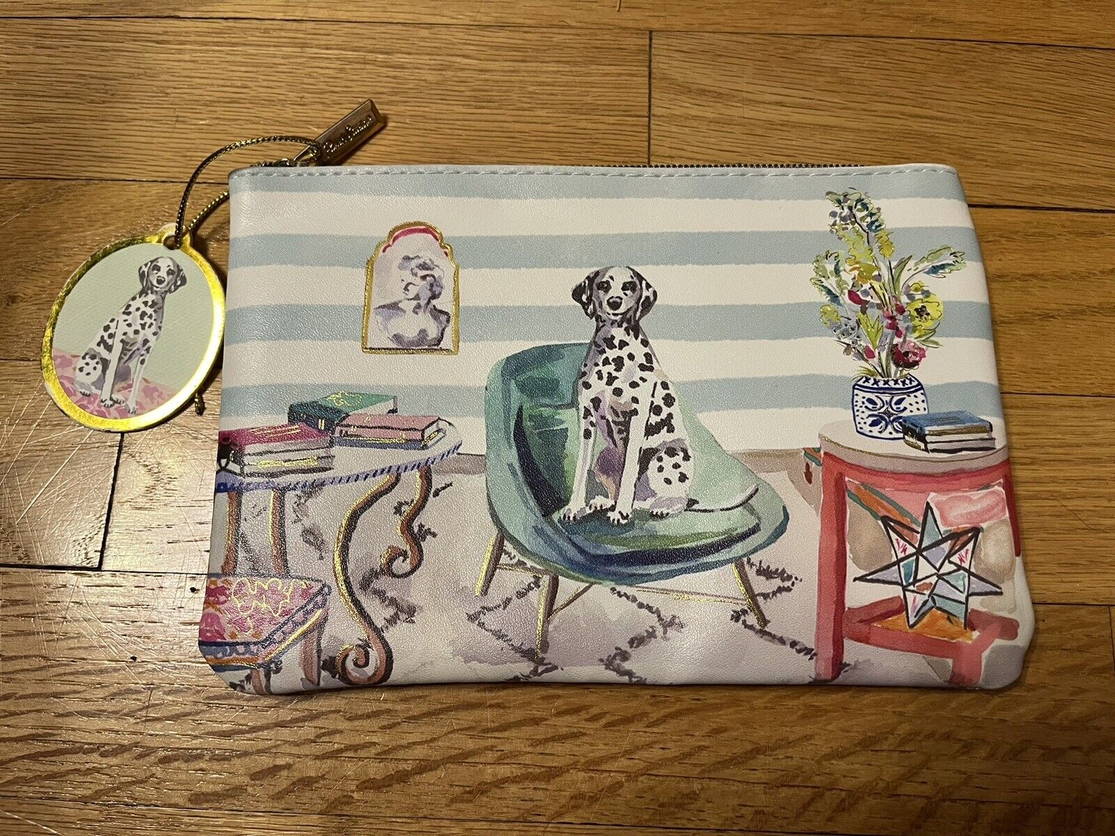 Dalmatian Dog Gold Makeup Bag