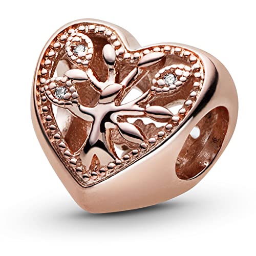 Rose Gold Family Tree Charm with Zirconia