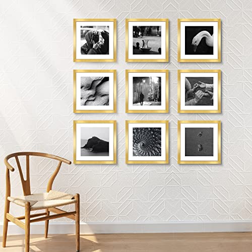 Gold Square Wall Frame Set - 9 Packs
