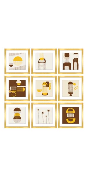 Gold Square Wall Frame Set - 9 Packs