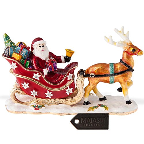 Gold Plated Santa's Reindeer Trinket Box