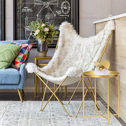 Gold Round Tray Accent Table by Homebeez